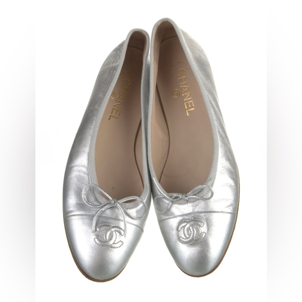 Chanel Silver Ballet Flats